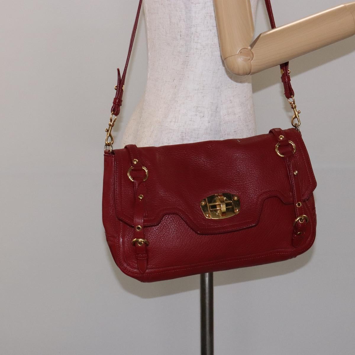 2001 Miu Miu Vitello Lux Structured Shoulder Bag — Cherry Red, Gold Hardware