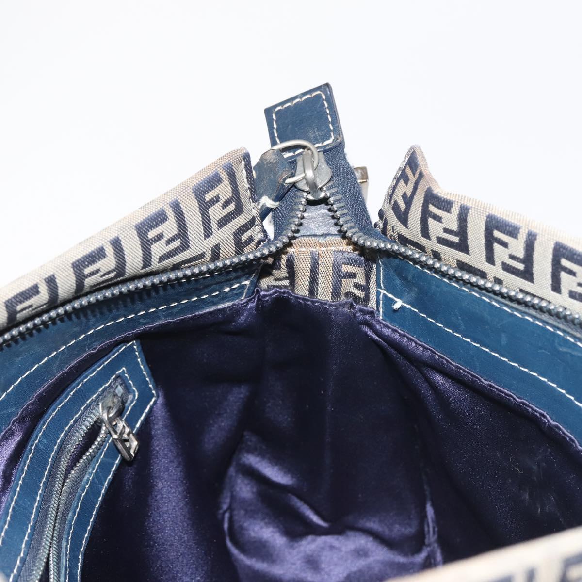 Early 2000s Fendi Zucchino Mamma Baguette — Navy Canvas, Navy Satin Interior