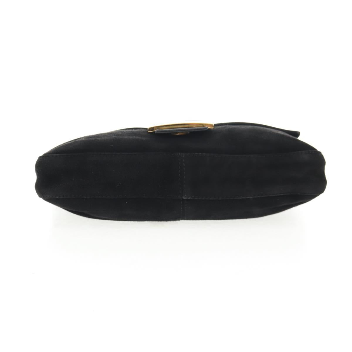 Black Suede Baguette with Red Glitter FF Clasp