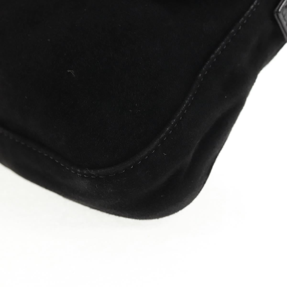 Black Suede Baguette with Red Glitter FF Clasp