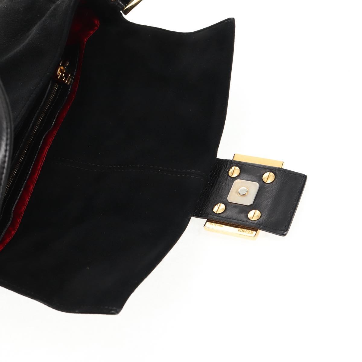 Black Suede Baguette with Red Glitter FF Clasp
