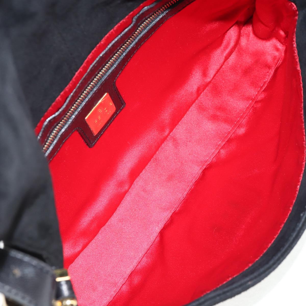 Black Suede Baguette with Red Glitter FF Clasp