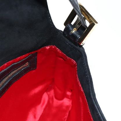 Black Suede Baguette with Red Glitter FF Clasp