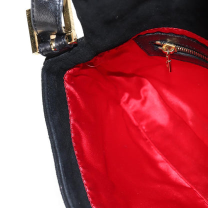 Black Suede Baguette with Red Glitter FF Clasp