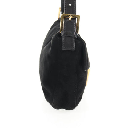 Black Suede Baguette with Red Glitter FF Clasp