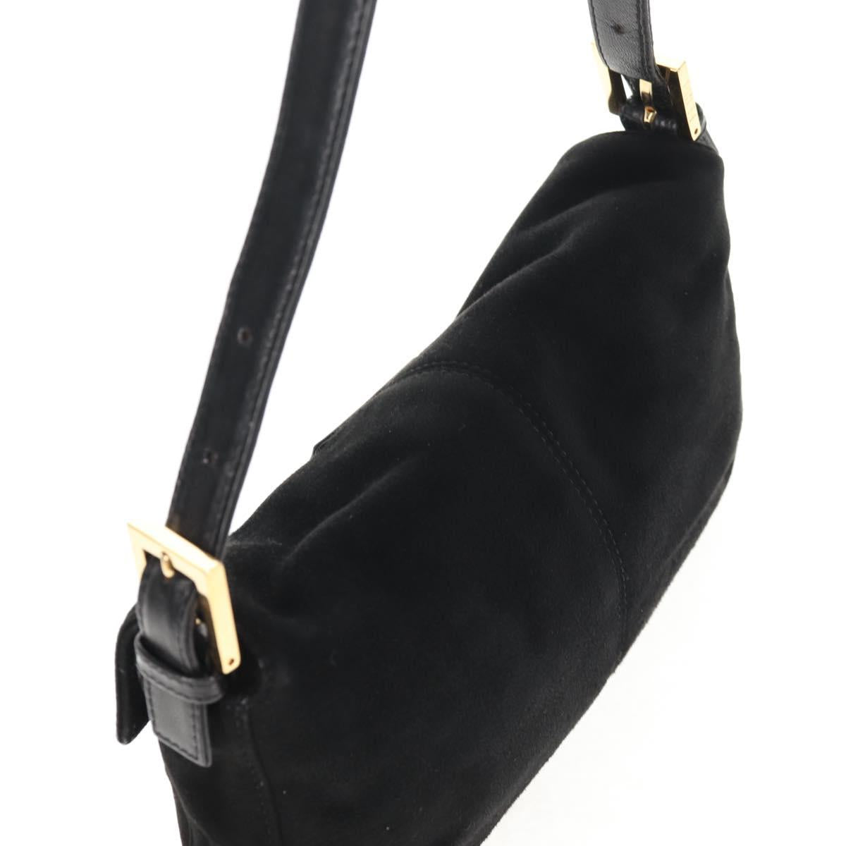 Black Suede Baguette with Red Glitter FF Clasp
