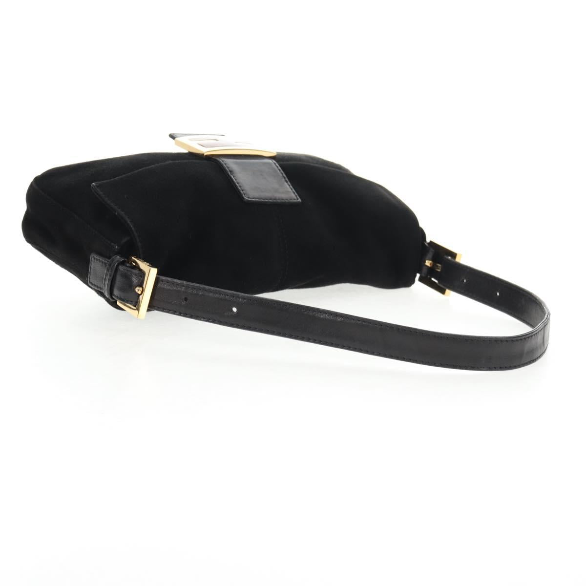 Black Suede Baguette with Red Glitter FF Clasp