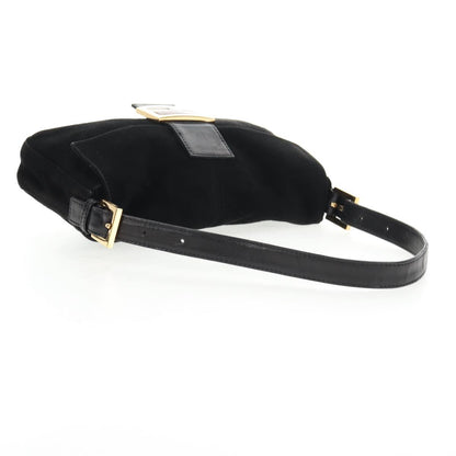 Black Suede Baguette with Red Glitter FF Clasp
