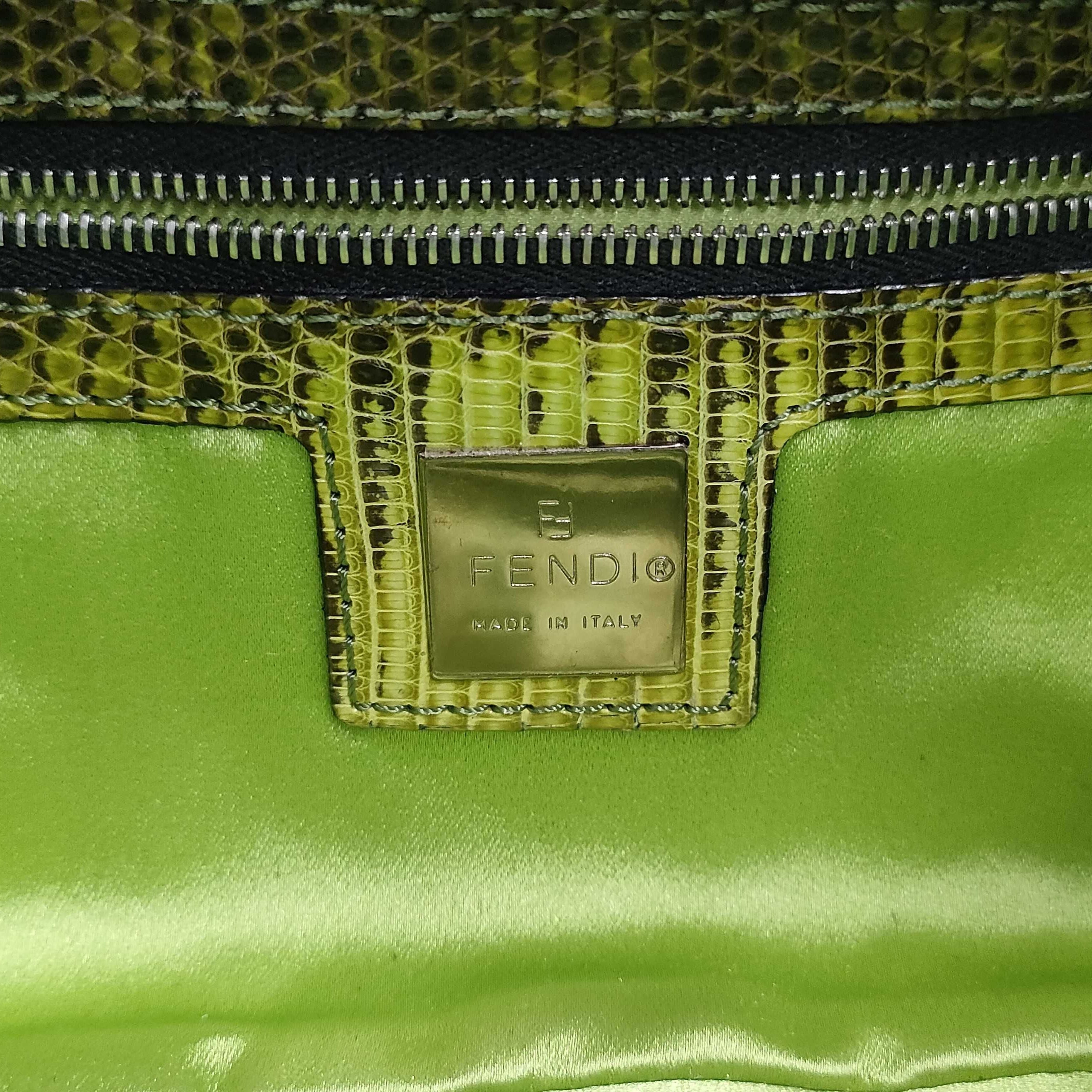 RARE Fendi Zucca Canvas Multicolour Beaded Baguette with Lizard Trim