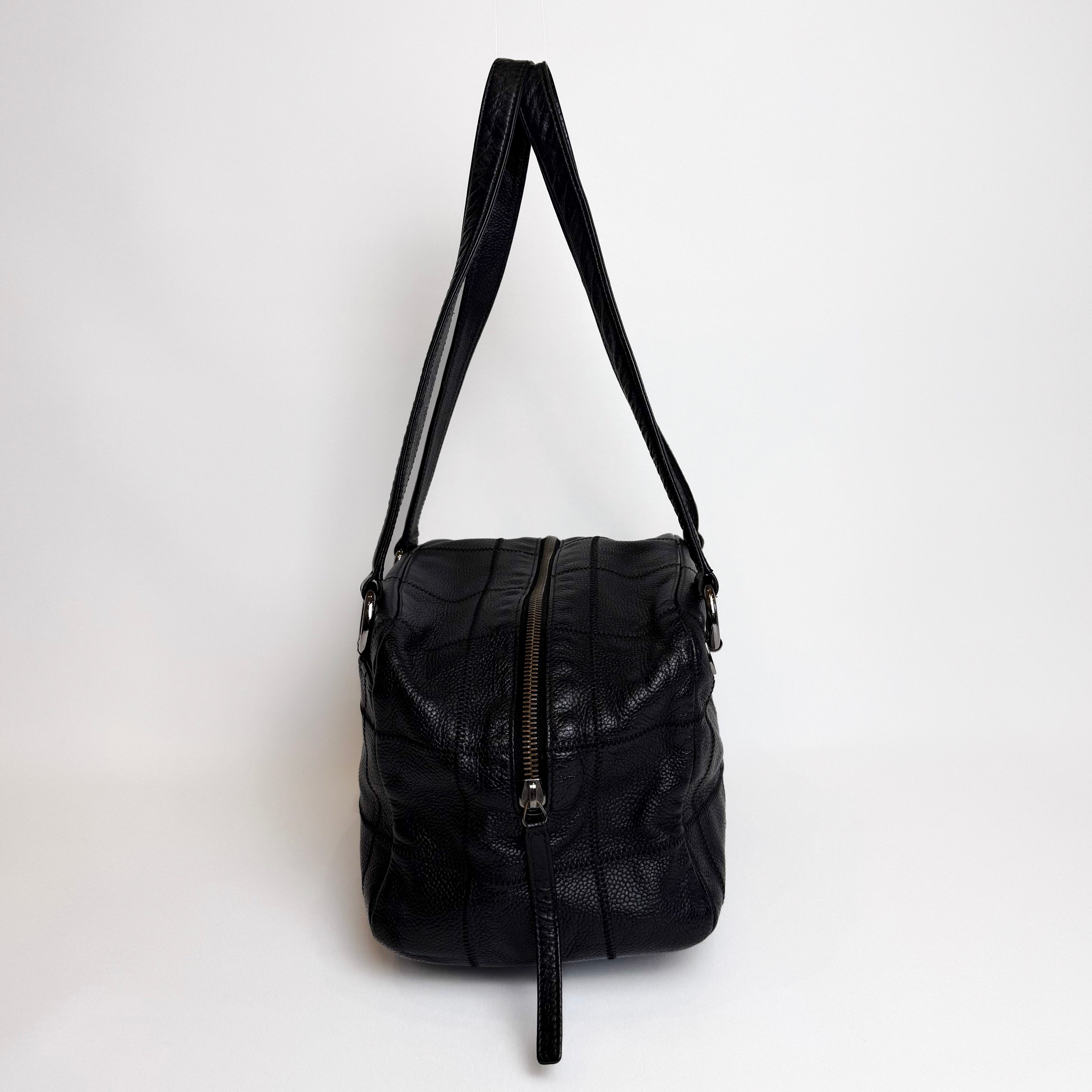 Chanel Chocolate Bar Boston Bag, Silver Hardware