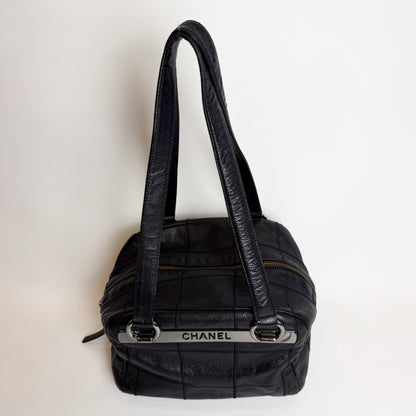 Chanel Chocolate Bar Boston Bag, Silver Hardware