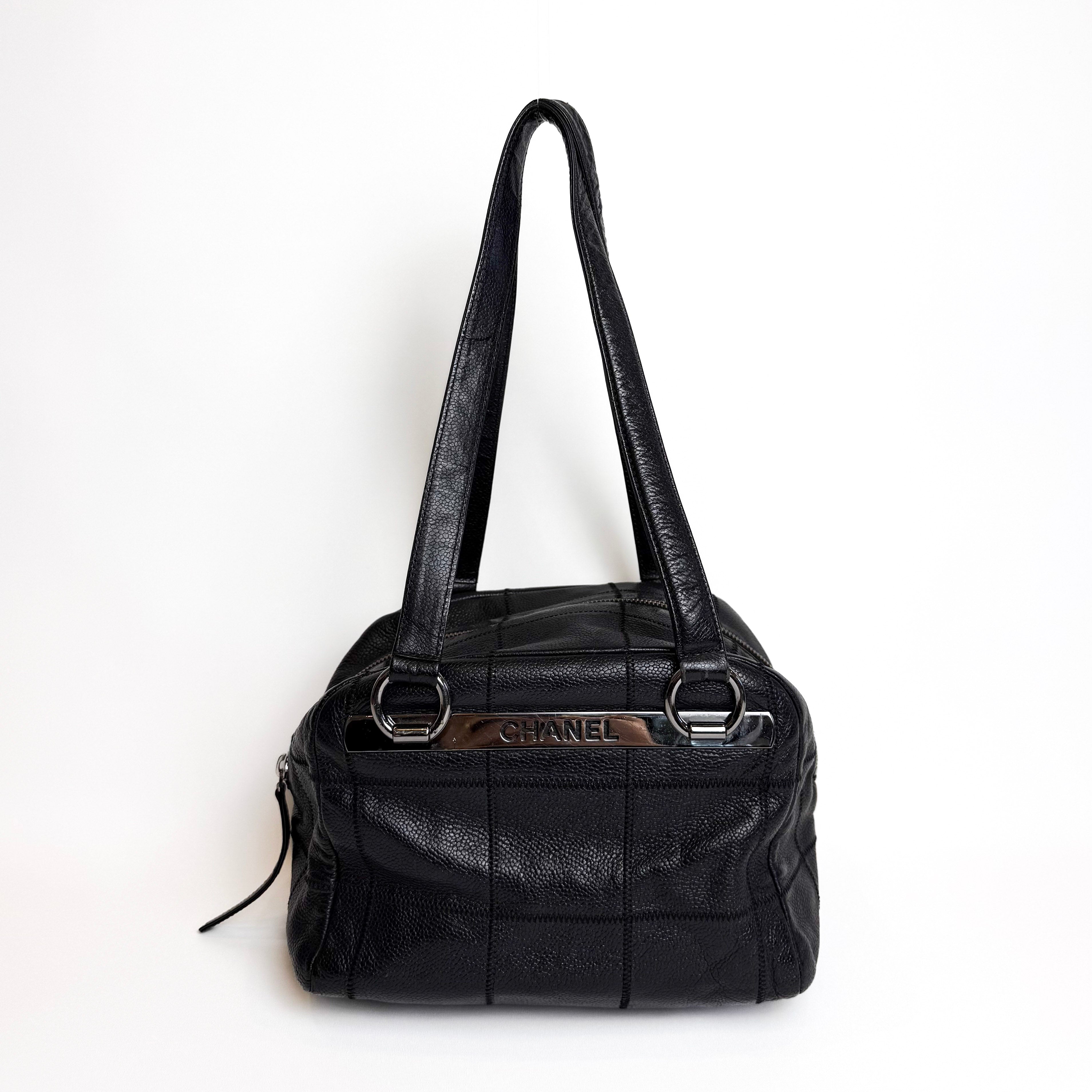 Chanel Chocolate Bar Boston Bag, Silver Hardware