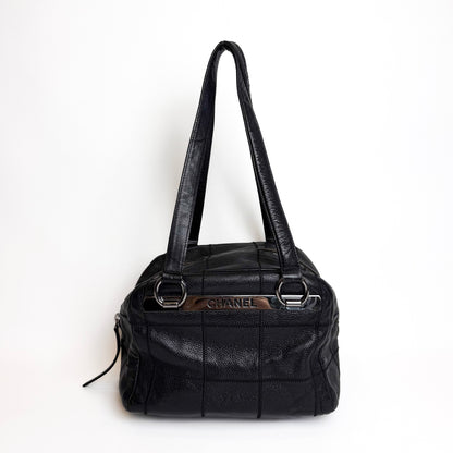 Chanel Chocolate Bar Boston Bag, Silver Hardware