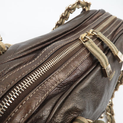 Gucci Metallic Brown Leather Chain Strap Shoulder Bag — Early 2000s