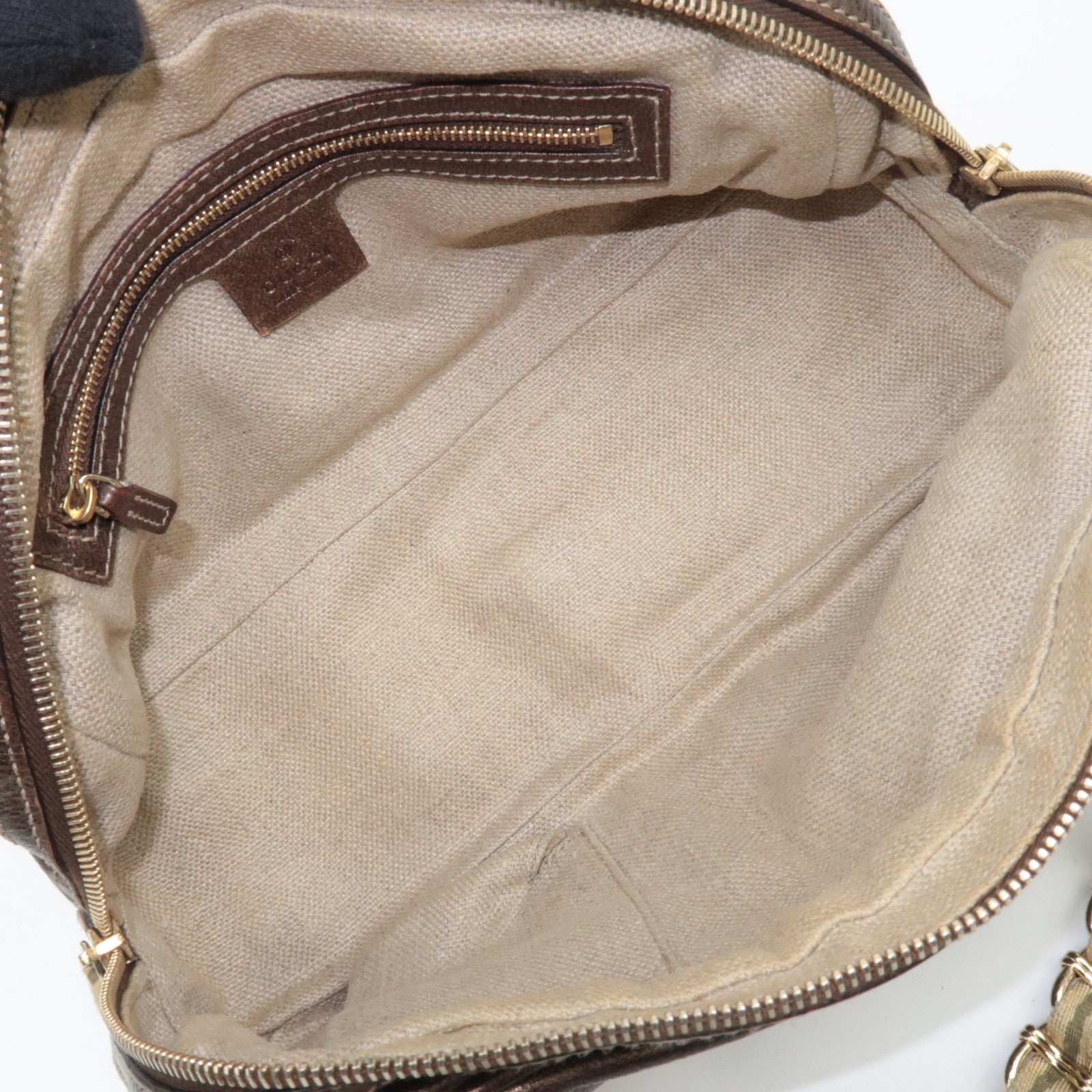 Gucci Metallic Brown Leather Chain Strap Shoulder Bag — Early 2000s