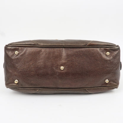 Gucci Metallic Brown Leather Chain Strap Shoulder Bag — Early 2000s