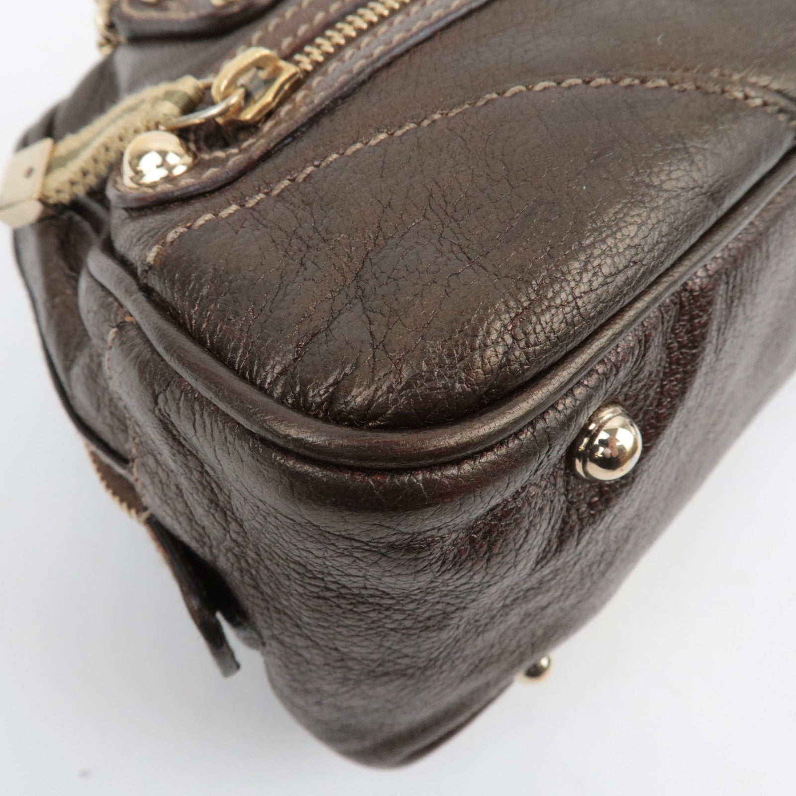 Gucci Metallic Brown Leather Chain Strap Shoulder Bag — Early 2000s
