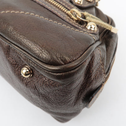 Gucci Metallic Brown Leather Chain Strap Shoulder Bag — Early 2000s