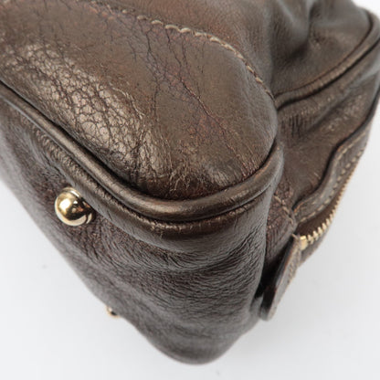 Gucci Metallic Brown Leather Chain Strap Shoulder Bag — Early 2000s