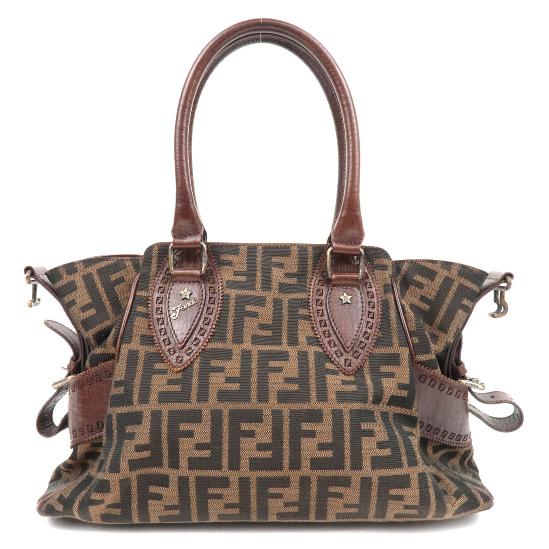 Fendi Zucca FF Canvas Leather Tote, Early 2000s