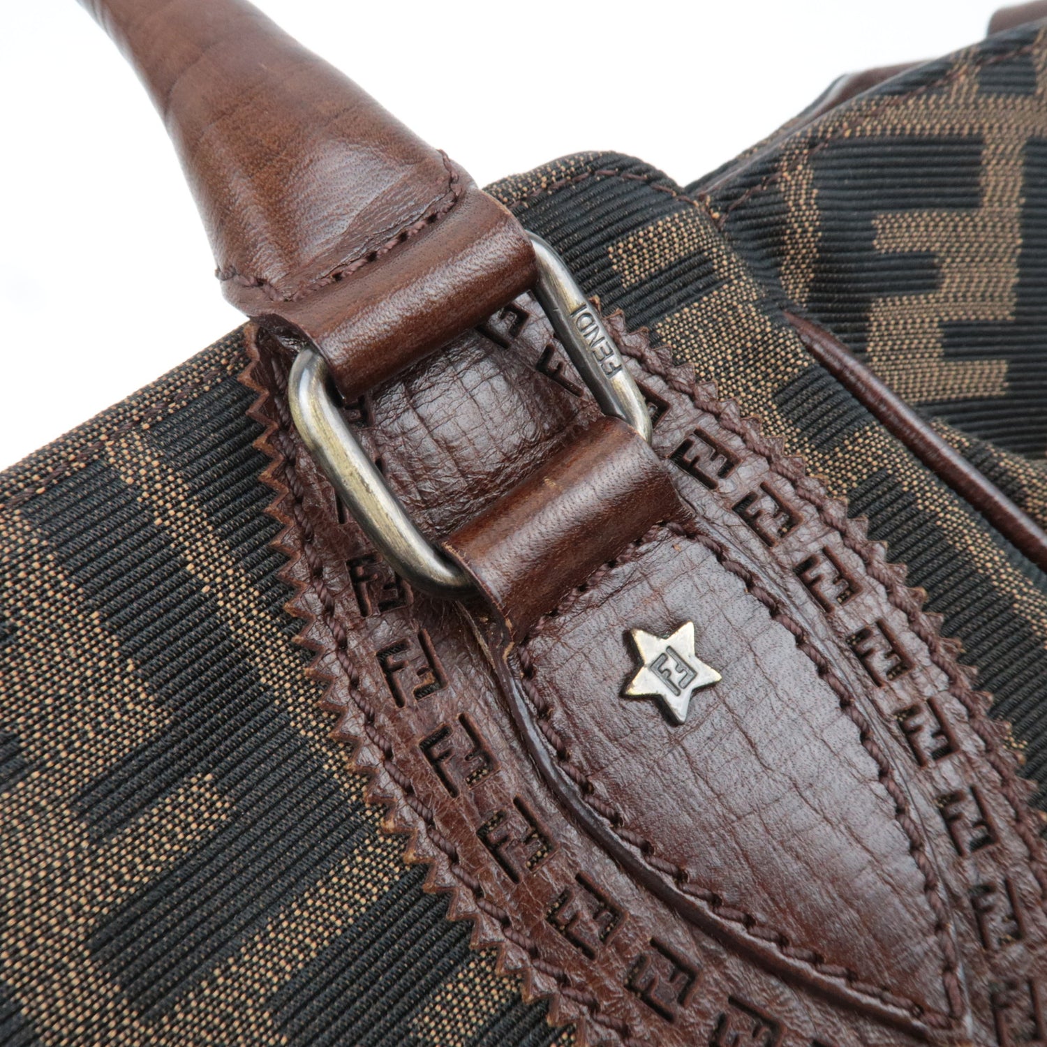 Fendi Zucca FF Canvas Leather Tote, Early 2000s