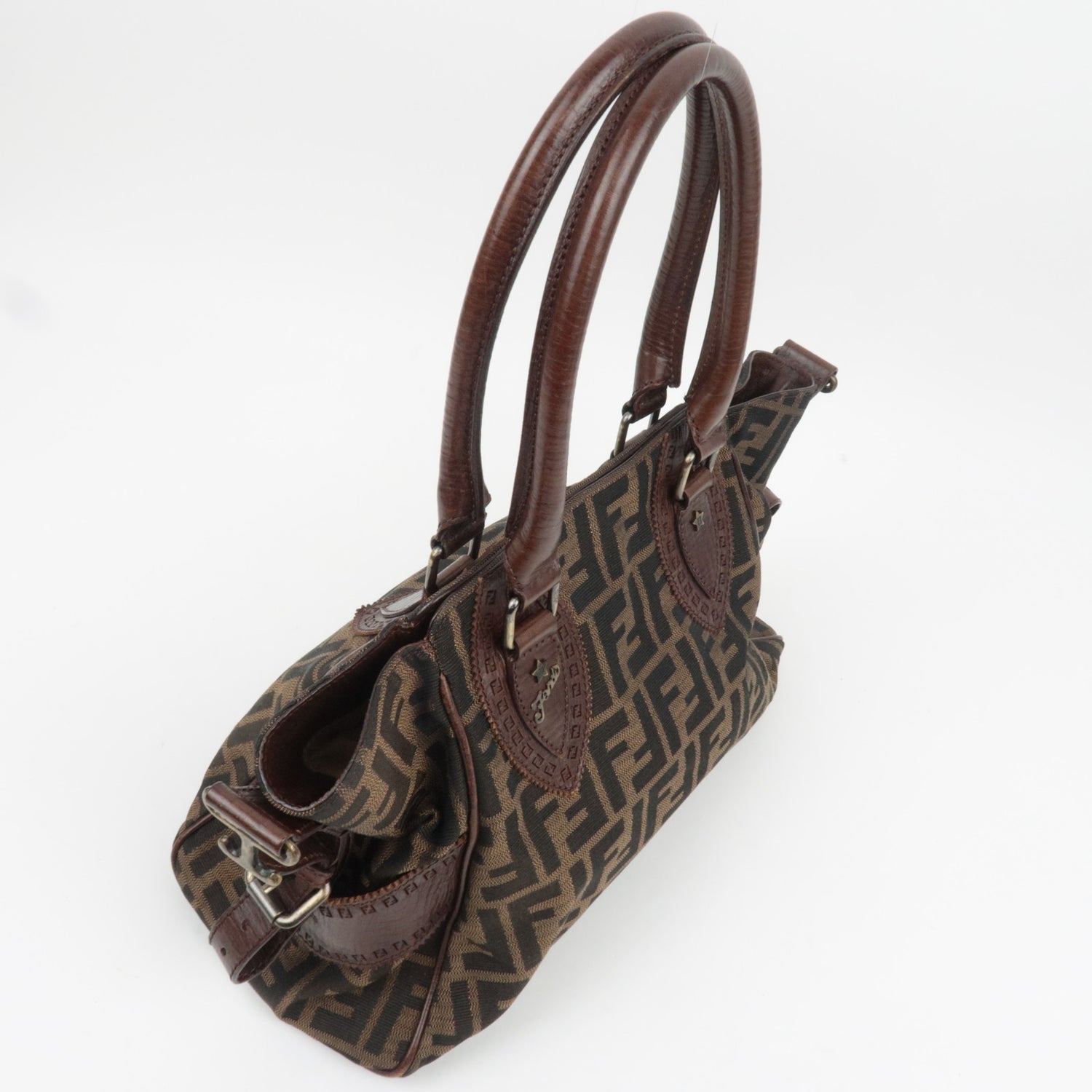 Fendi Zucca FF Canvas Leather Tote, Early 2000s