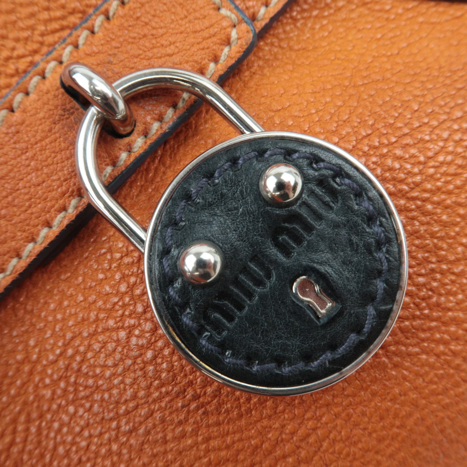 Miu Miu Vitello Lux Padlock Shoulder Bag, Burnt Orange, Early 2000s