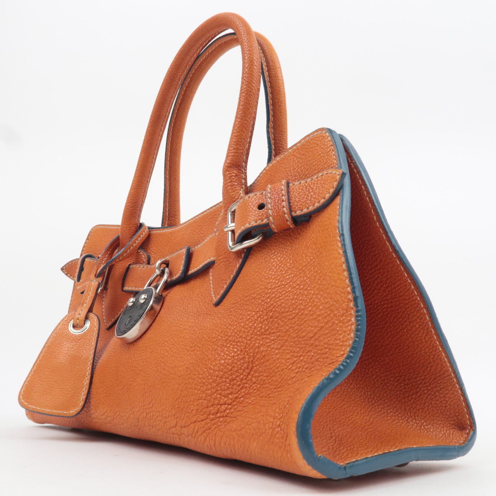 Miu Miu Vitello Lux Padlock Shoulder Bag, Burnt Orange, Early 2000s
