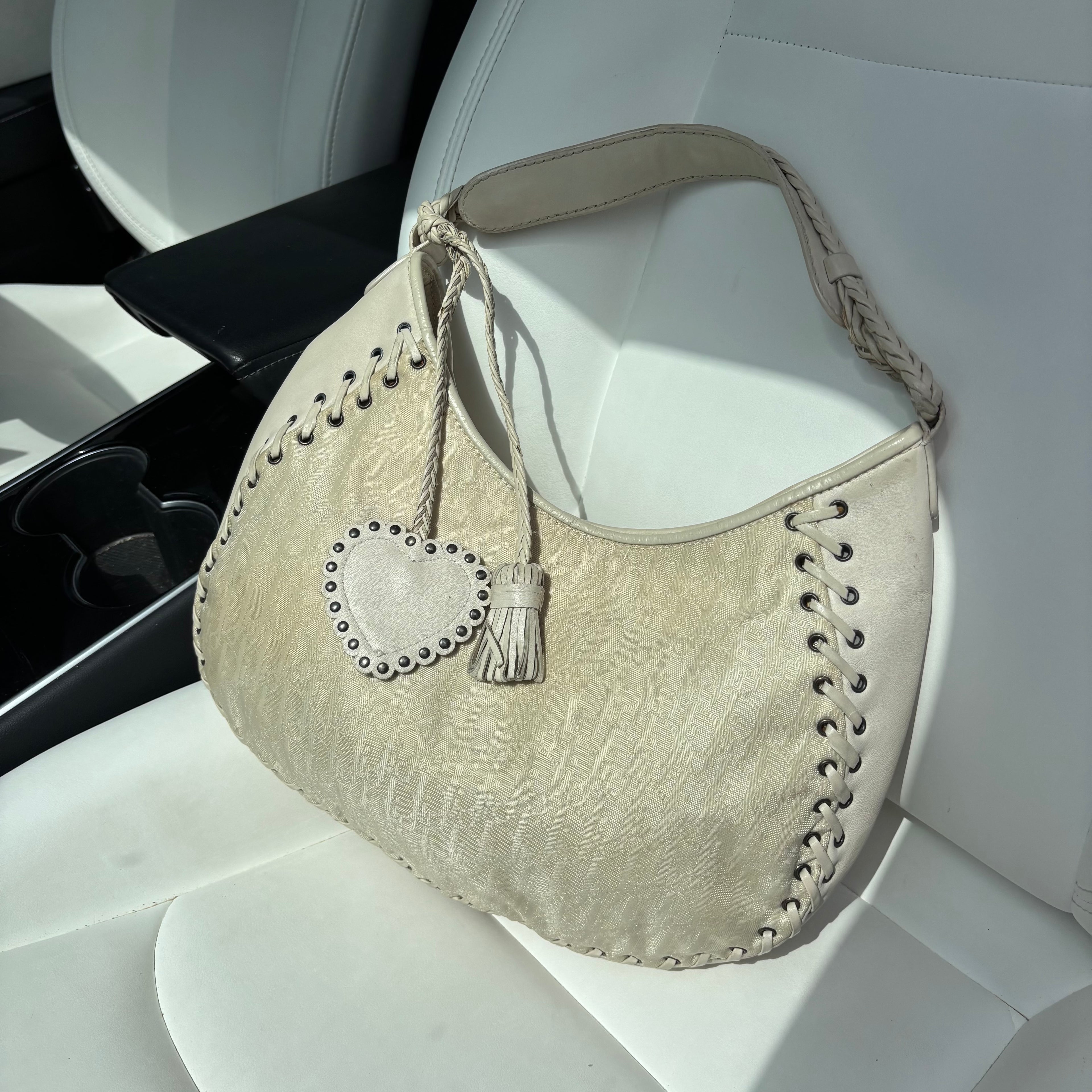 Early 2000s Oblique Heart Charm Hobo — John Galliano Era