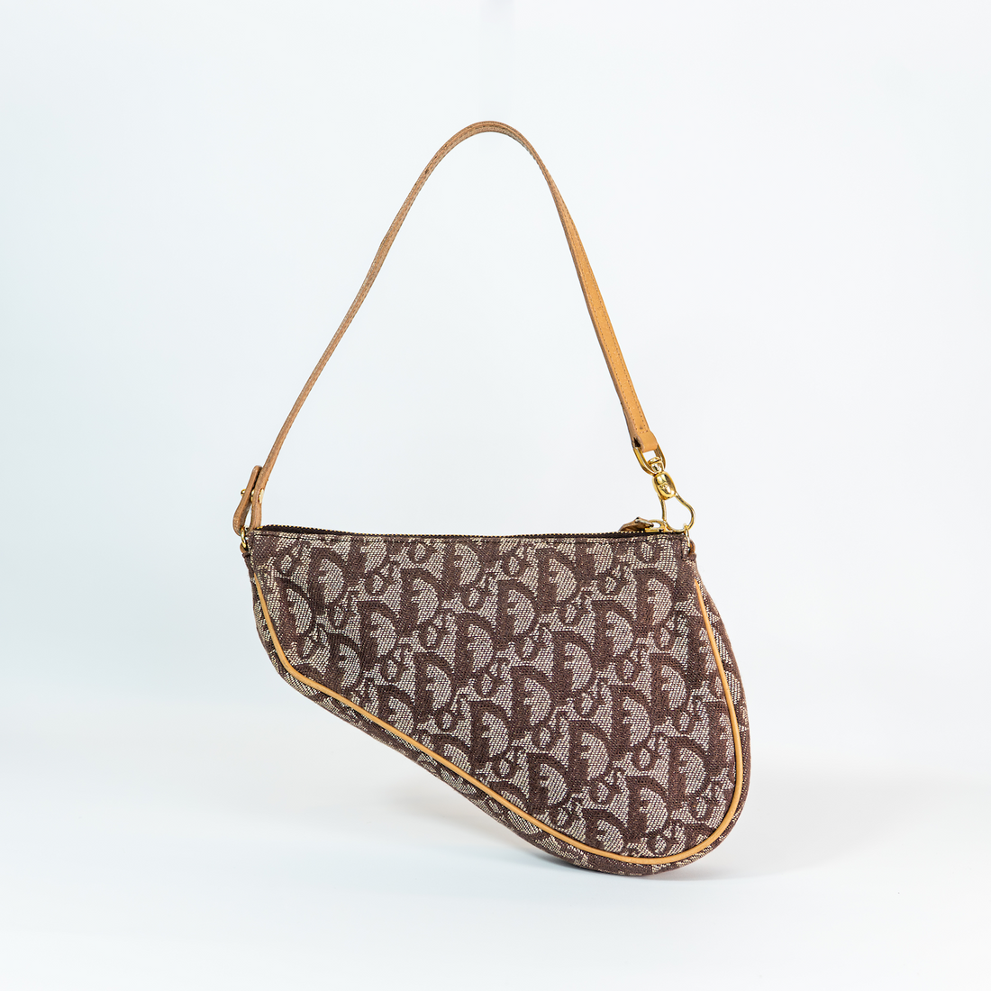 2000s Christian Dior Trotter Canvas Saddle Bag — Brown, Gold Hardware