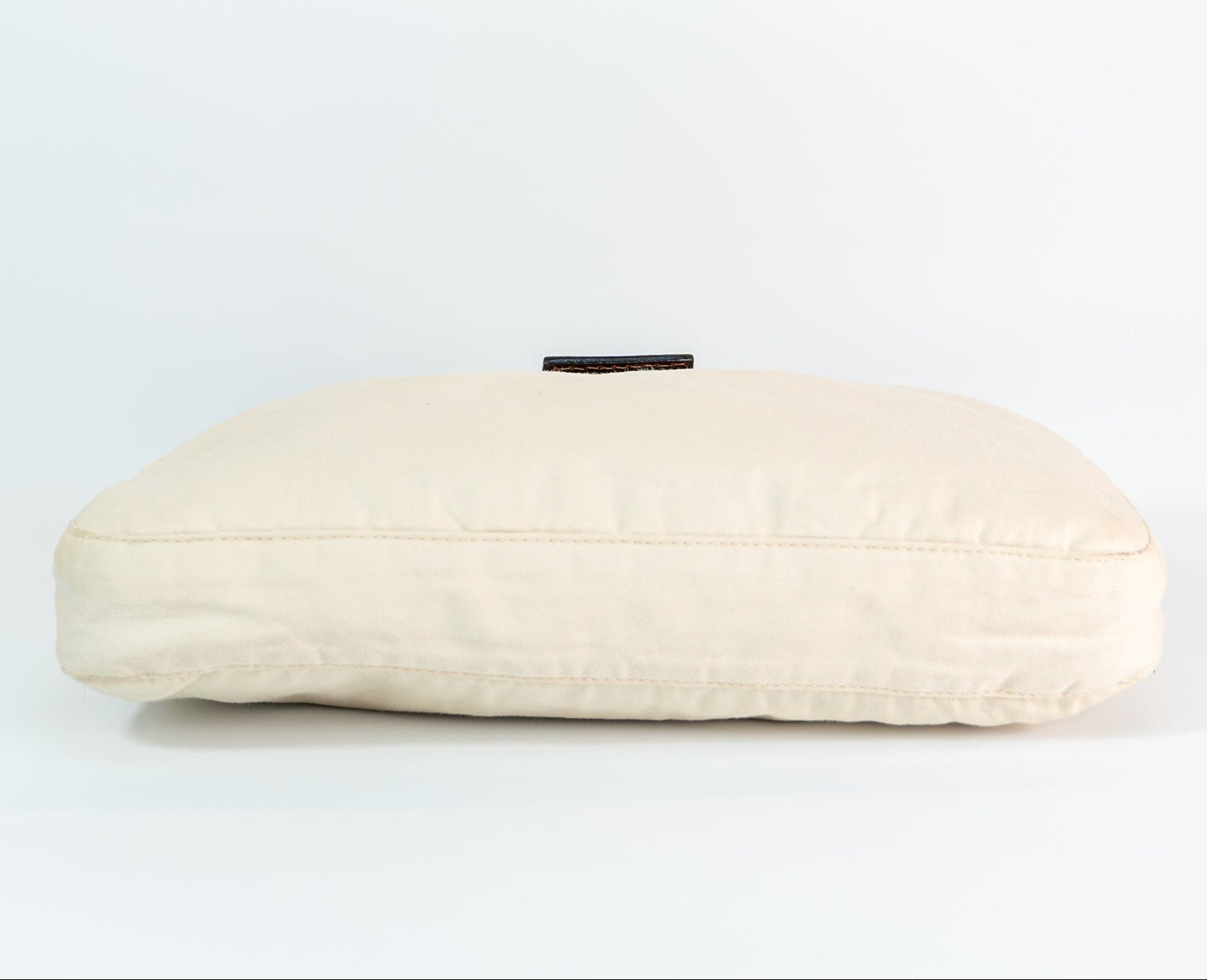 Zucca Canvas Baguette — Cream, Brown Leather Trim