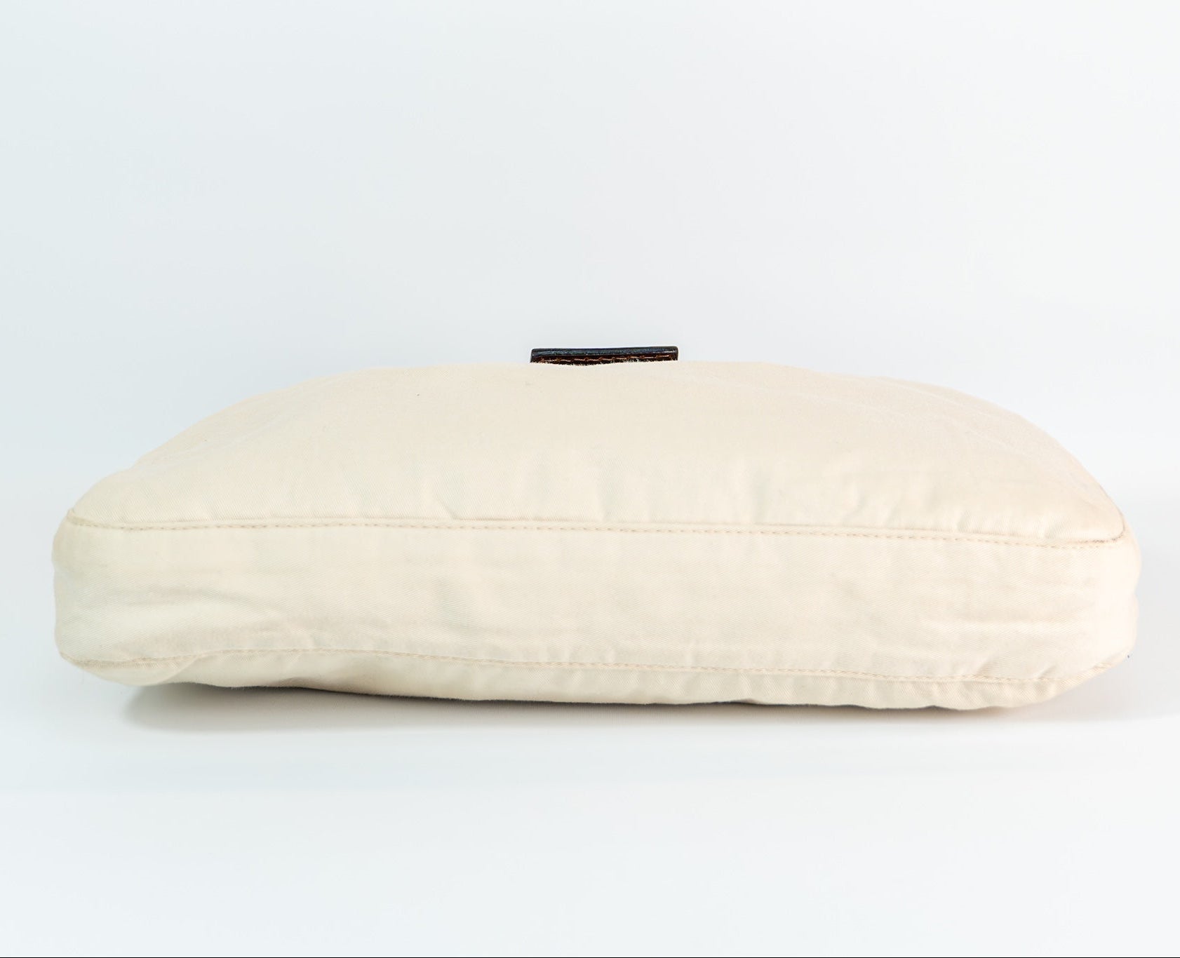 Zucca Canvas Baguette — Cream, Brown Leather Trim