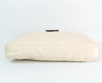 Zucca Canvas Baguette — Cream, Brown Leather Trim