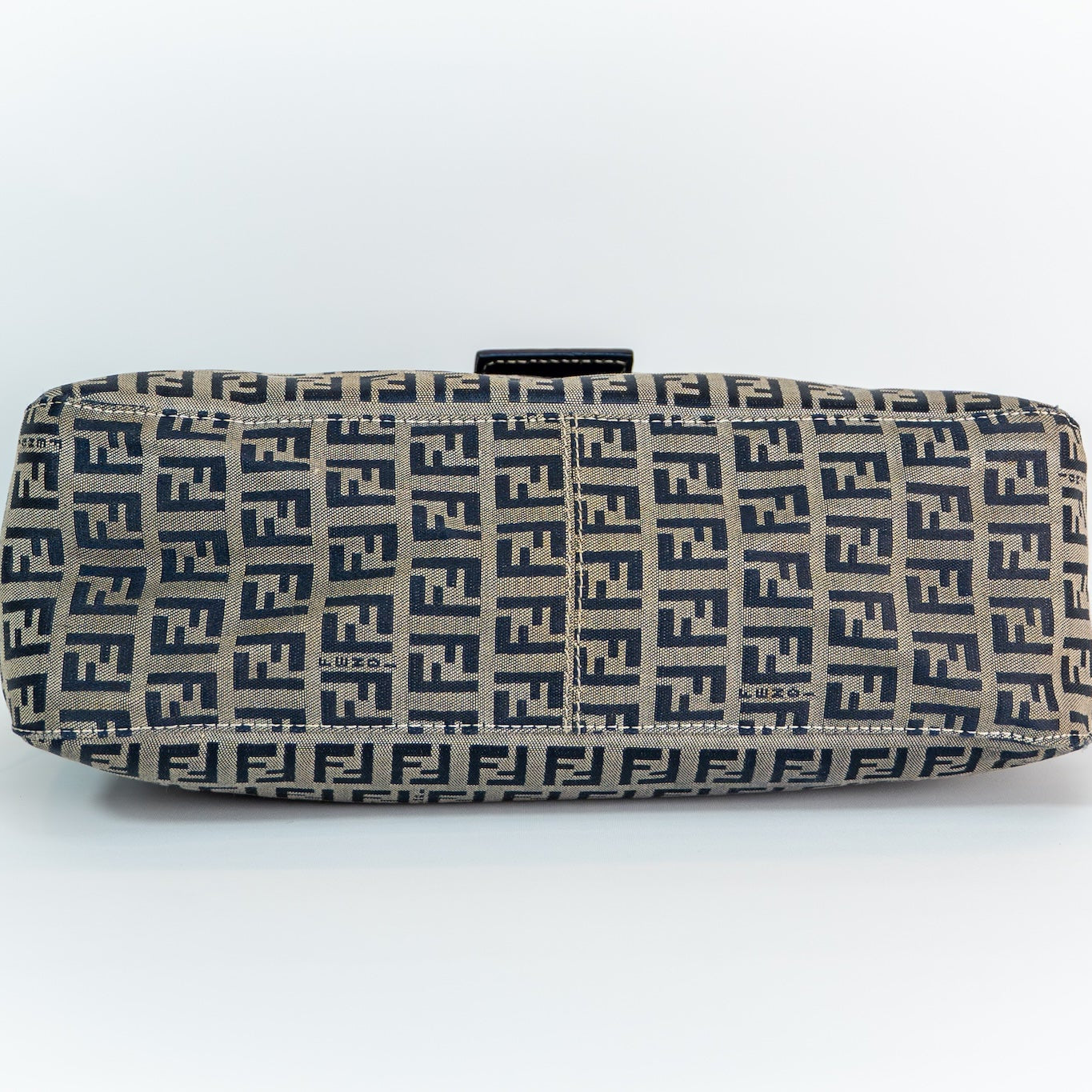 Early 2000s Fendi Zucchino Mamma Baguette — Navy Canvas, Navy Satin Interior