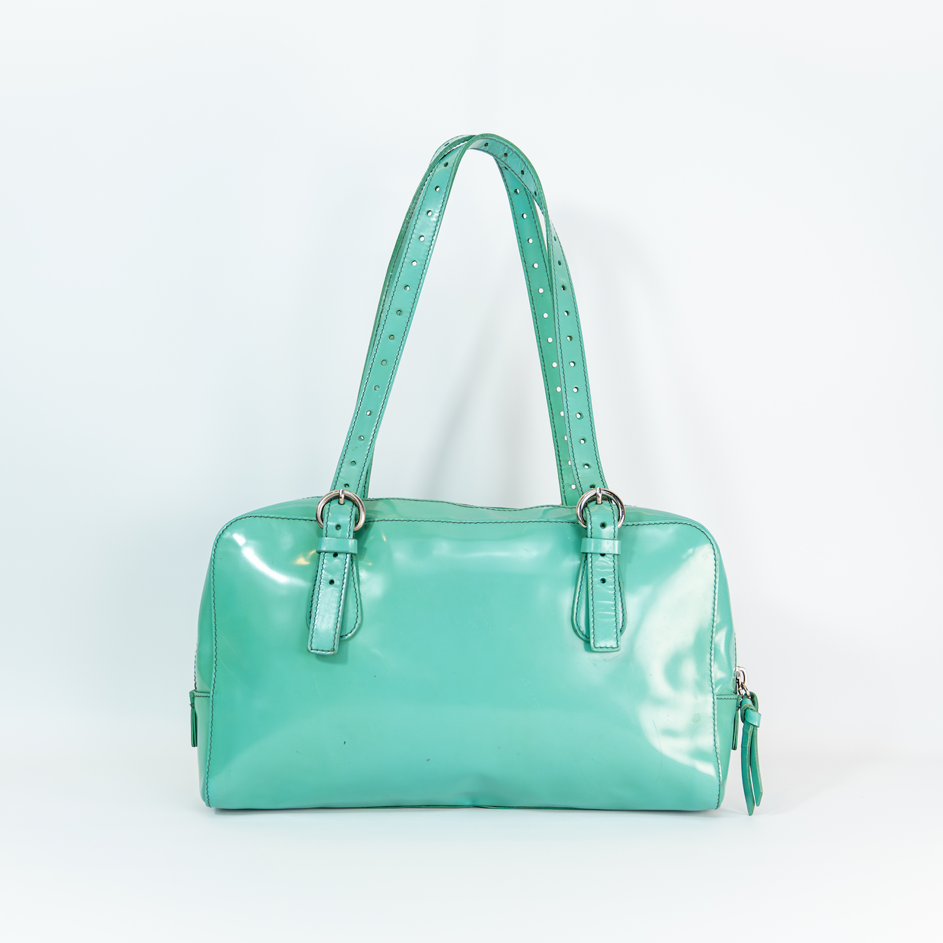 Early 2000s Miu Miu Enamel Flap Shoulder Bag — Pastel Mint