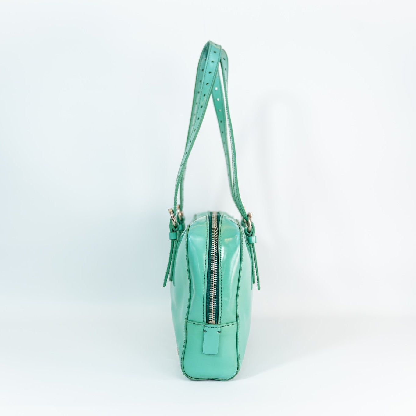 Early 2000s Miu Miu Enamel Flap Shoulder Bag — Pastel Mint