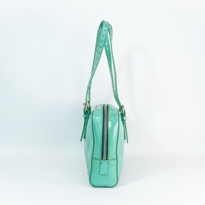 Early 2000s Miu Miu Enamel Flap Shoulder Bag — Pastel Mint