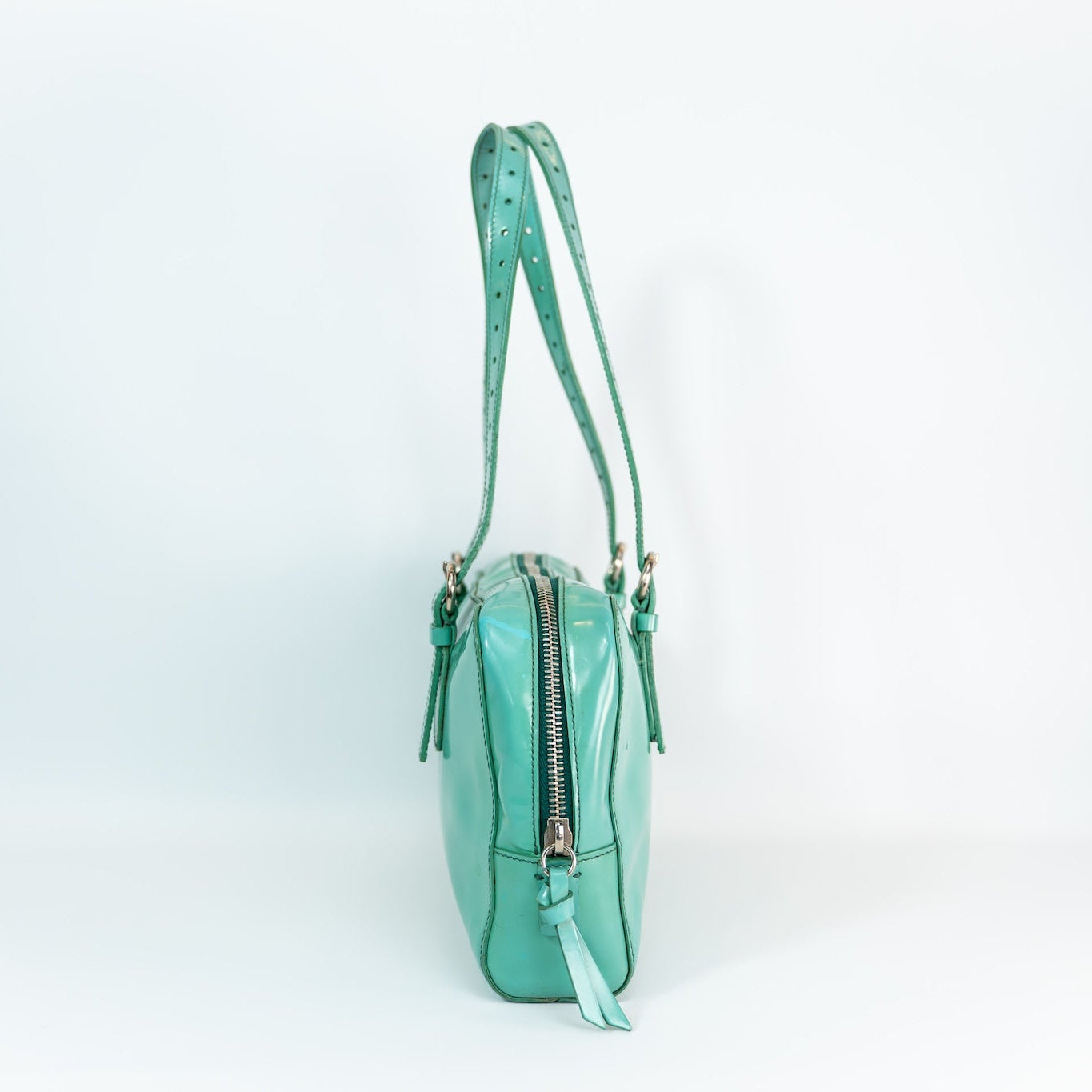 Early 2000s Miu Miu Enamel Flap Shoulder Bag — Pastel Mint