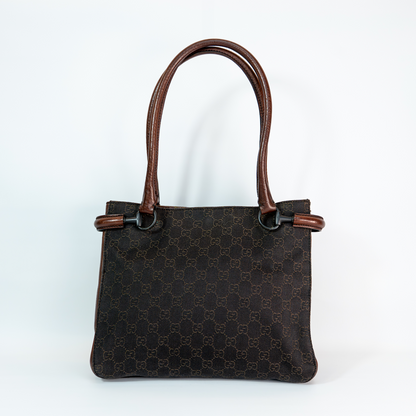 Gucci GG Canvas Horsebit Shoulder Bag — Made in Italy