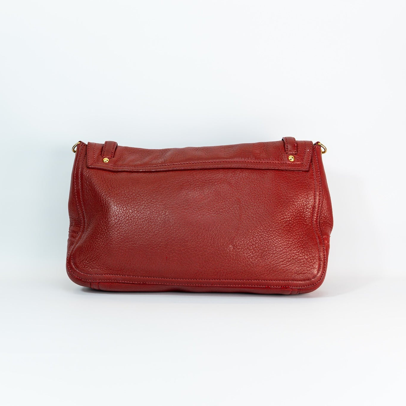 2001 Miu Miu Vitello Lux Structured Shoulder Bag — Cherry Red, Gold Hardware