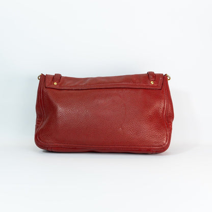 2001 Miu Miu Vitello Lux Structured Shoulder Bag — Cherry Red, Gold Hardware