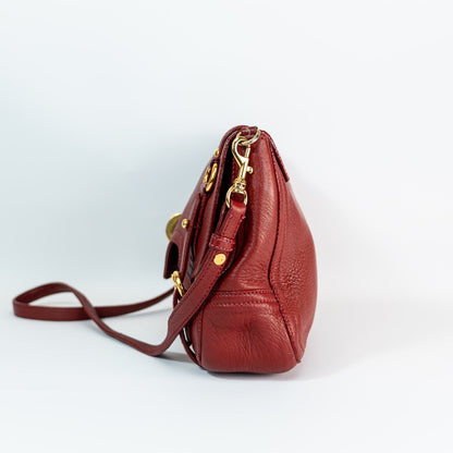 2001 Miu Miu Vitello Lux Structured Shoulder Bag — Cherry Red, Gold Hardware