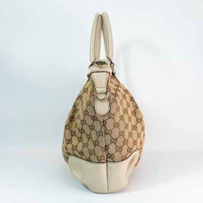 GG Canvas Sukey 2-Way Handbag — Beige, Gold Hardware