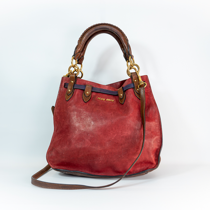 Early 2000s Two-Tone Leather Crossbody Bag — Gold Hardware