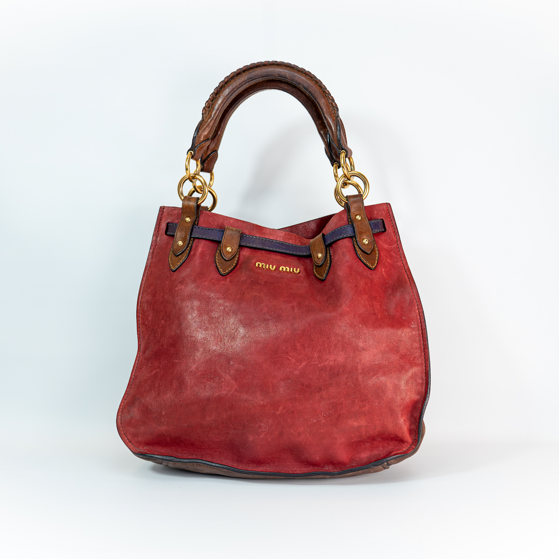 Early 2000s Two-Tone Leather Crossbody Bag — Gold Hardware