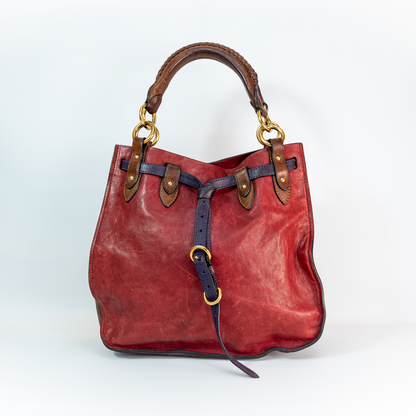 Early 2000s Two-Tone Leather Crossbody Bag — Gold Hardware