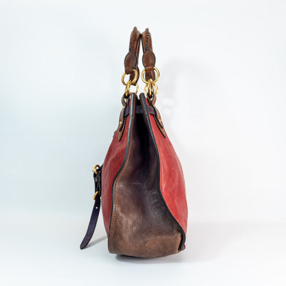 Early 2000s Two-Tone Leather Crossbody Bag — Gold Hardware