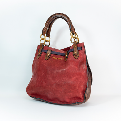 Early 2000s Two-Tone Leather Crossbody Bag — Gold Hardware