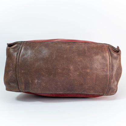 Early 2000s Two-Tone Leather Crossbody Bag — Gold Hardware