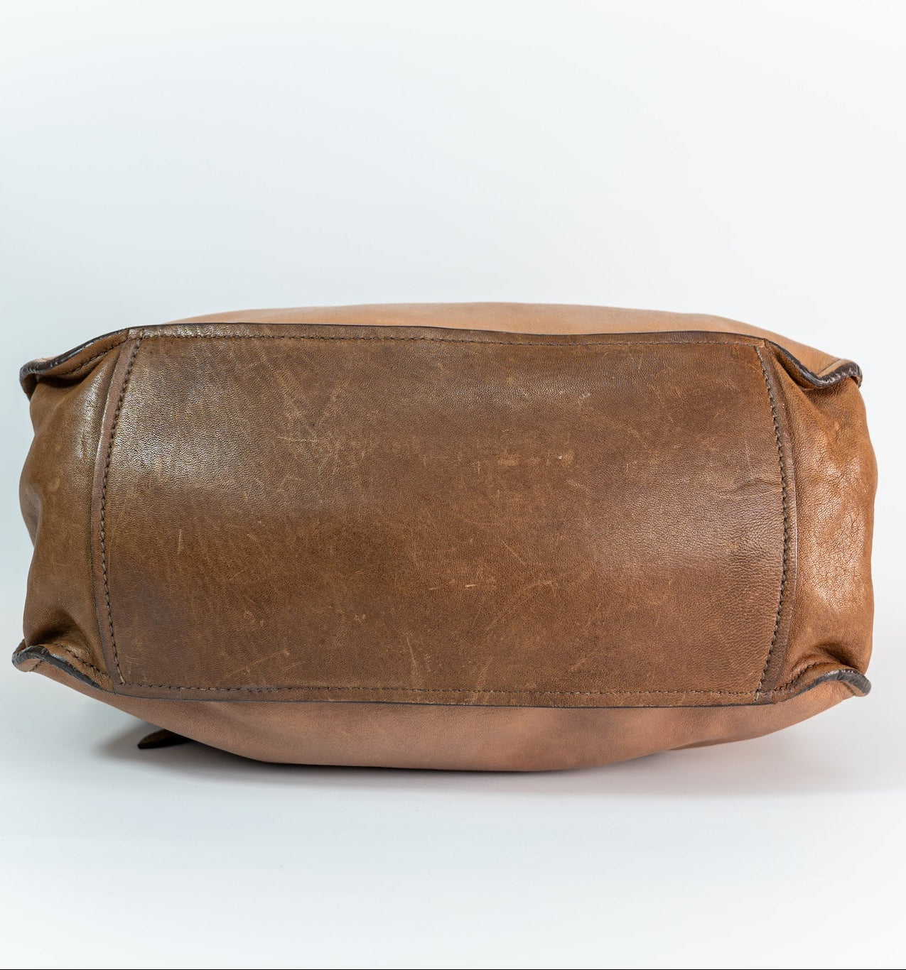 Early 2000s Two-Tone Leather Crossbody Bag — Light &amp; Dark Brown, Gold Hardware